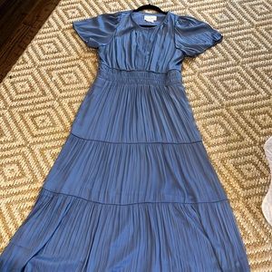 Anthropologie maxi dress slate blue size lg. never worn.